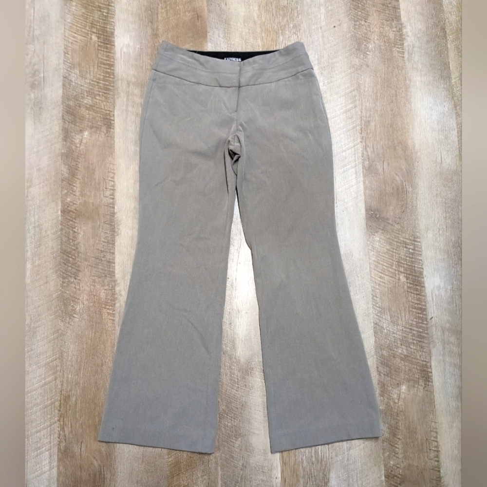 Express Greige Flared Trouser Pants Editor